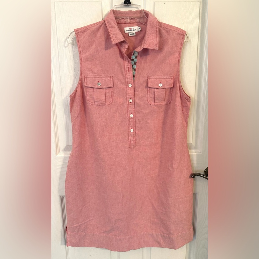 Vineyard Vines Sleeveless Oxford Pink Shirt Dress Size 14
